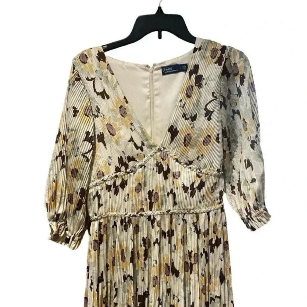 Polo Ralph Lauren Floral Maxi Dress in Cream and Brown - Picture 8 of 9